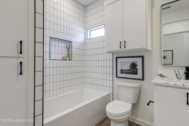 3617 127th St, Lubbock, TX 79423 - bathroom featuring vanity, shower / bath combination, and wood finished floors