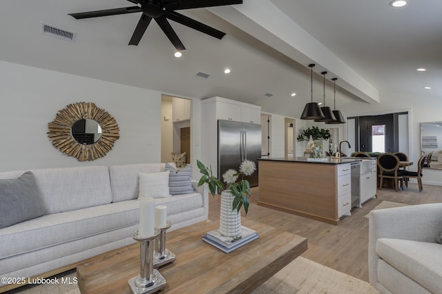 3617 127th St, Lubbock, TX 79423 - living area featuring recessed lighting, ceiling fan, and light wood-style flooring