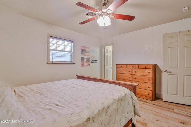 4815 15th St, Lubbock, TX 79416 - bedroom with light wood finished floors and a ceiling fan
