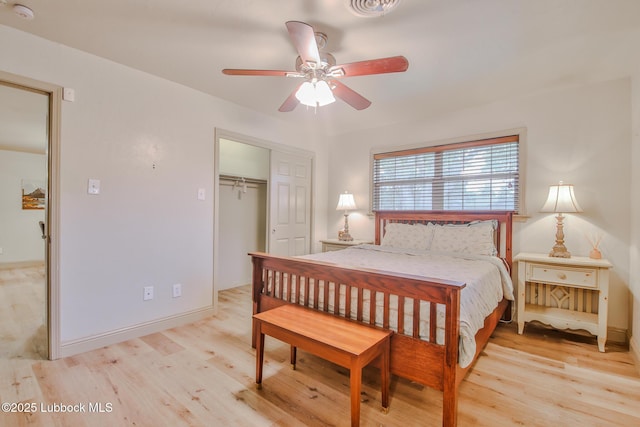 4815 15th St, Lubbock, TX 79416 - bedroom featuring light wood finished floors, a closet, and a ceiling fan