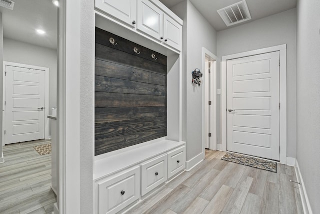 mudroom featuring light wood-type flooring