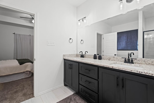 3615 121st St, Lubbock, TX 79423 - full bathroom with double vanity and a shower