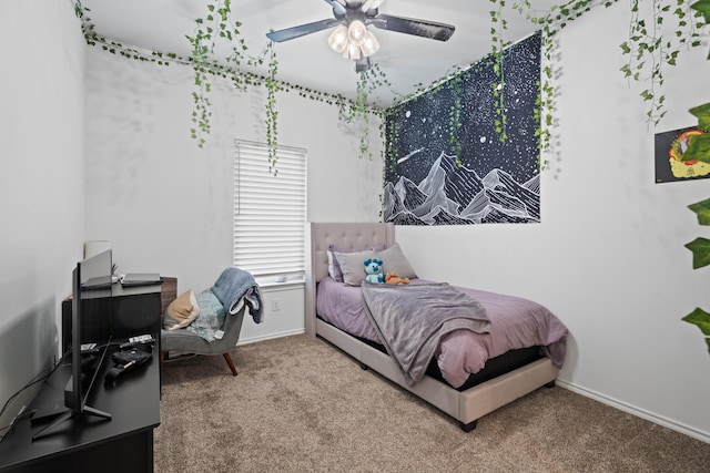 3615 121st St, Lubbock, TX 79423 - carpeted bedroom with baseboards and a ceiling fan