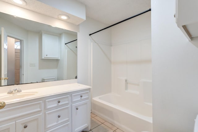 full bathroom with tile patterned flooring, vanity, toilet, and shower / bath combination