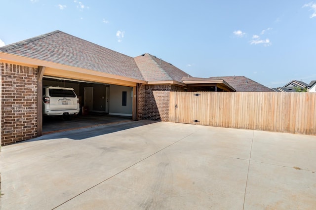 exterior space featuring a garage