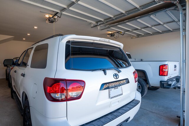 garage with a garage door opener