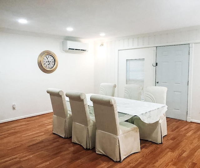 2003 30th St, Lubbock, TX 79411 - dining room with a wall unit AC, wood finished floors, and recessed lighting