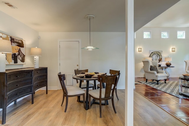 dining room with light hardwood / wood-style floors