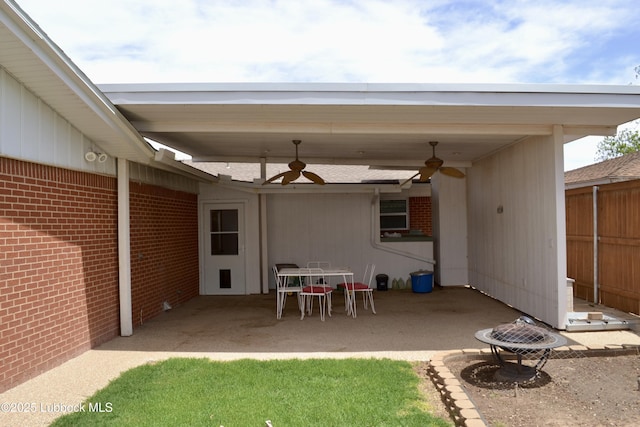 200 Crescent Dr, Littlefield, TX 79339 - view of patio / terrace featuring fence and ceiling fan