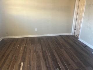 unfurnished room with dark hardwood / wood-style floors