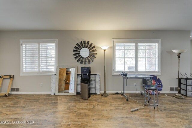 3413 42nd St, Lubbock, TX 79413 - misc room with plenty of natural light, baseboards, and wood finished floors