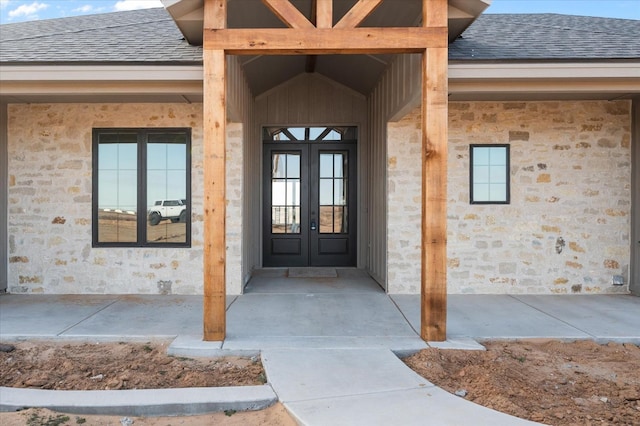 property entrance with french doors