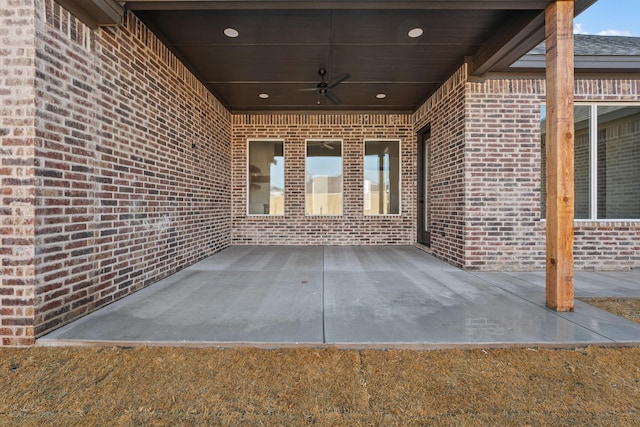 view of patio with ceiling fan