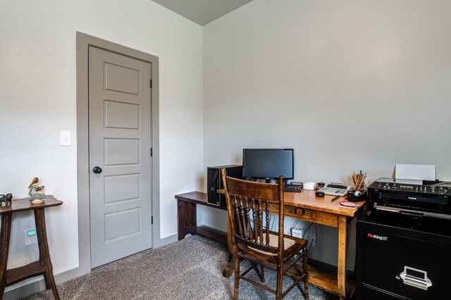 view of carpeted home office