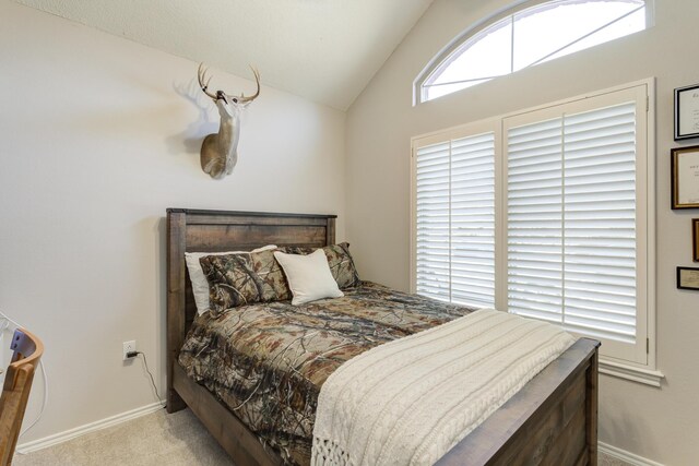 6910 Freeport Ave, Lubbock, TX 79424 - carpeted bedroom with vaulted ceiling and baseboards