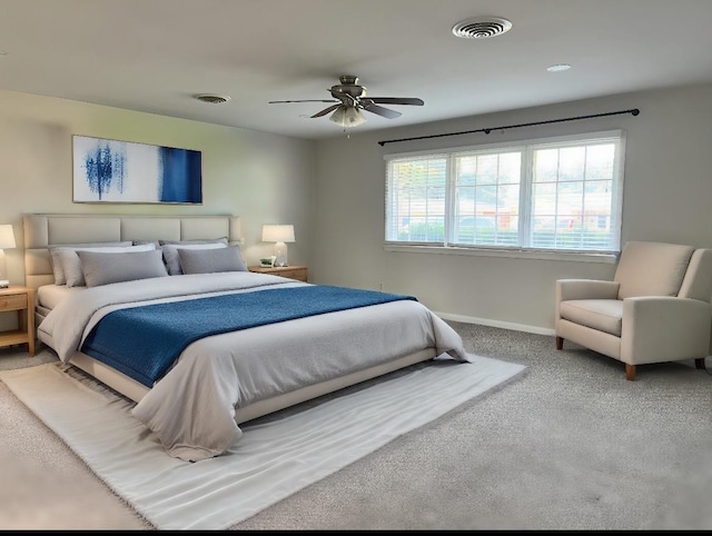 bedroom with carpet and ceiling fan