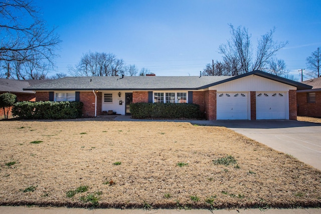 single story home with a garage