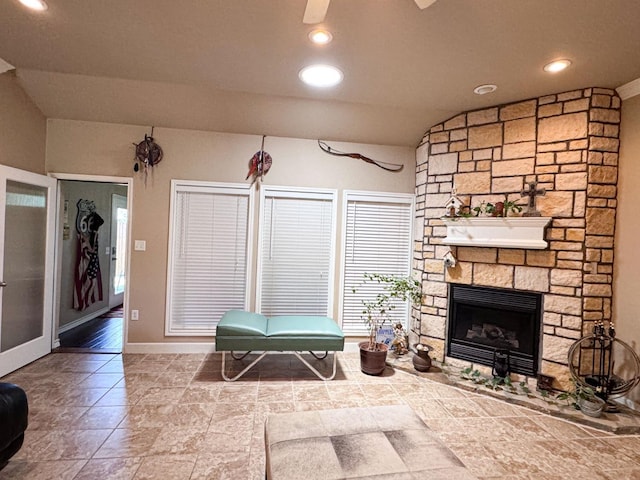 interior space with a fireplace