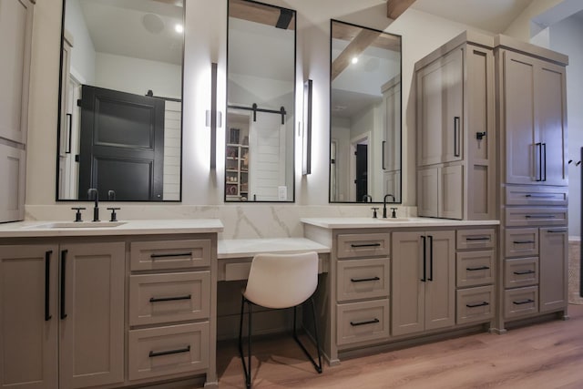 bathroom featuring wood-type flooring and vanity