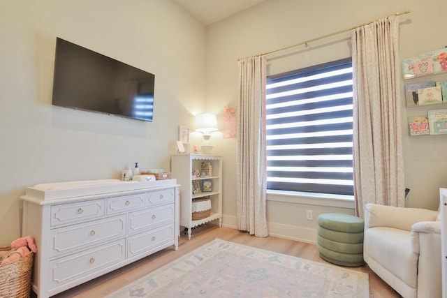 living area featuring light hardwood / wood-style flooring