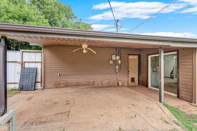 110 E 18th St, Littlefield, TX 79339 - view of patio / terrace with an attached carport and a ceiling fan