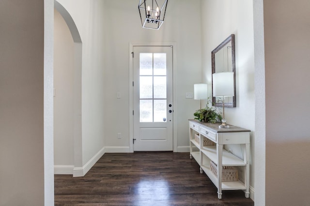 entryway featuring dark wood-type flooring