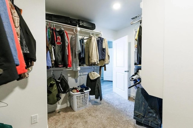 spacious closet with carpet flooring