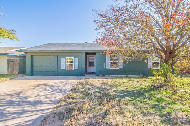 single story home with a garage