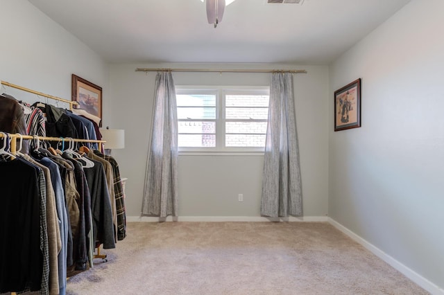 walk in closet with carpet floors