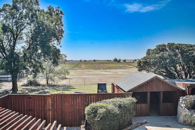 exterior space with a rural view