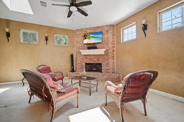 view of patio / terrace featuring an outdoor living space with a fireplace