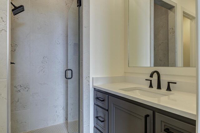7710 46th St, Lubbock, TX 79407 - bathroom featuring a shower stall and vanity