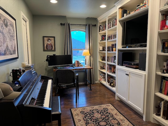 office space featuring dark hardwood / wood-style flooring