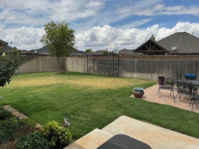 view of yard with a patio area