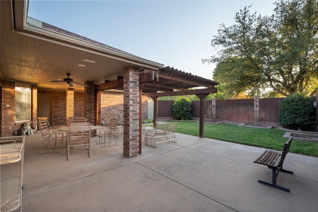 view of patio with ceiling fan