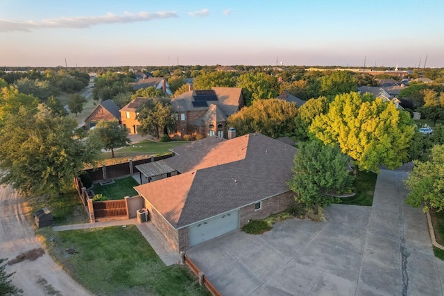 view of aerial view at dusk