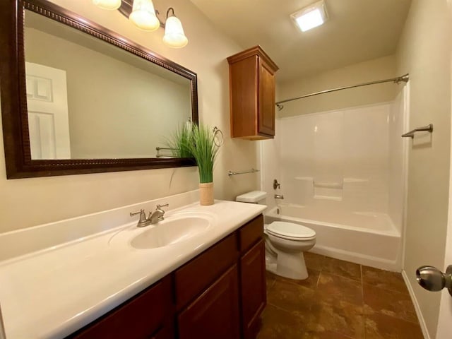 full bathroom featuring vanity, tile patterned flooring, shower / tub combination, and toilet