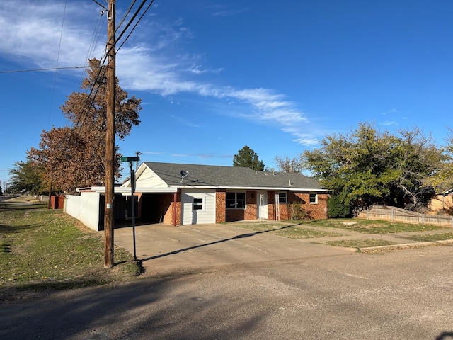 view of single story home