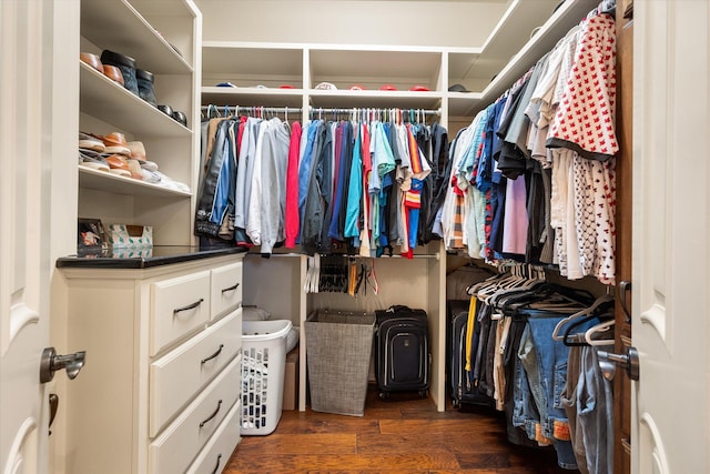 spacious closet with wood finished floors