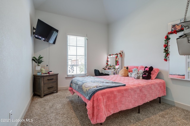 5713 116th St, Lubbock, TX 79424 - bedroom with carpet, baseboards, and vaulted ceiling
