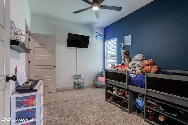 5713 116th St, Lubbock, TX 79424 - recreation room with ceiling fan and carpet floors