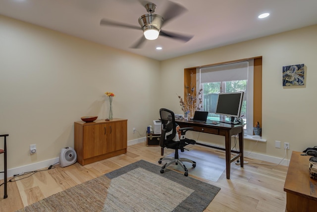 4615 11th St, Lubbock, TX 79416 - office featuring light wood-style flooring, ceiling fan, and recessed lighting