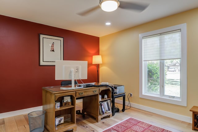 4615 11th St, Lubbock, TX 79416 - office area featuring ceiling fan and wood finished floors