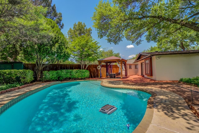 4615 11th St, Lubbock, TX 79416 - view of pool with a gazebo, a fenced backyard, and a patio area