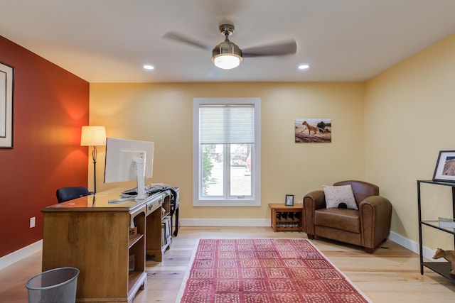 4615 11th St, Lubbock, TX 79416 - office space featuring a ceiling fan, light wood-style flooring, and recessed lighting