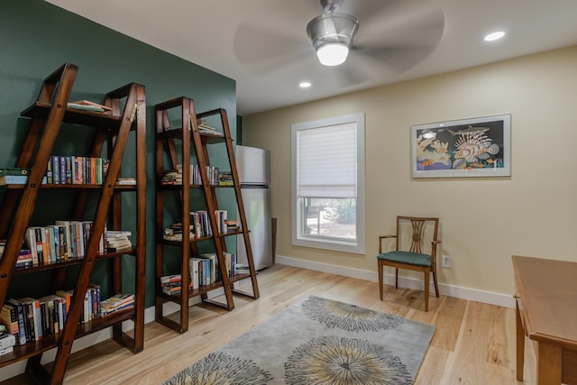 4615 11th St, Lubbock, TX 79416 - sitting room featuring wood finished floors, ceiling fan, and recessed lighting