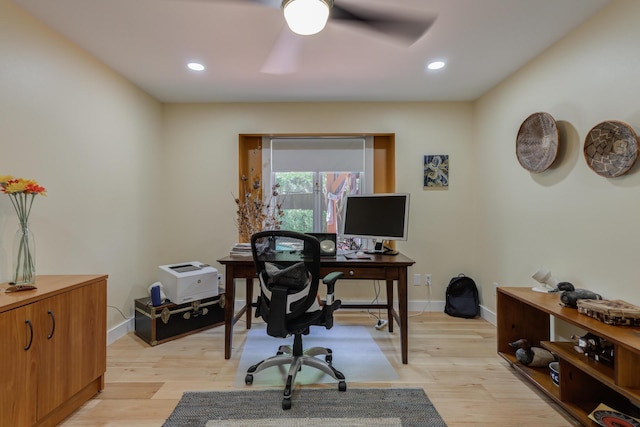 4615 11th St, Lubbock, TX 79416 - office space with a ceiling fan, light wood finished floors, and recessed lighting
