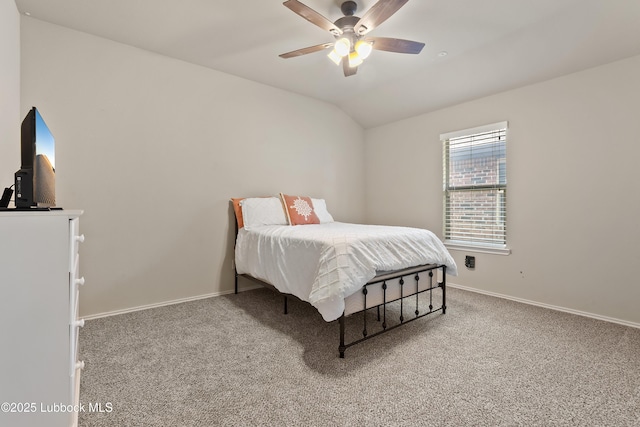 7905 Ave K, Lubbock, TX 79423 - carpeted bedroom with lofted ceiling and a ceiling fan