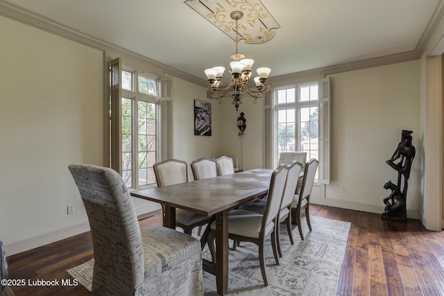 4204 89th St, Lubbock, TX 79423 - dining room featuring a chandelier, crown molding, healthy amount of natural light, and baseboards