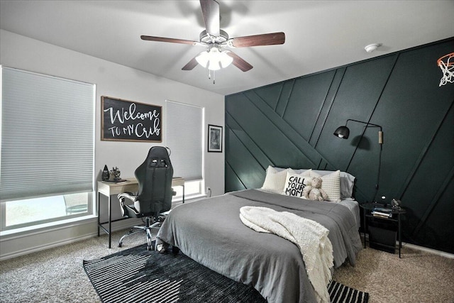 7502 103rd St, Lubbock, TX 79424 - carpeted bedroom featuring ceiling fan and an office area